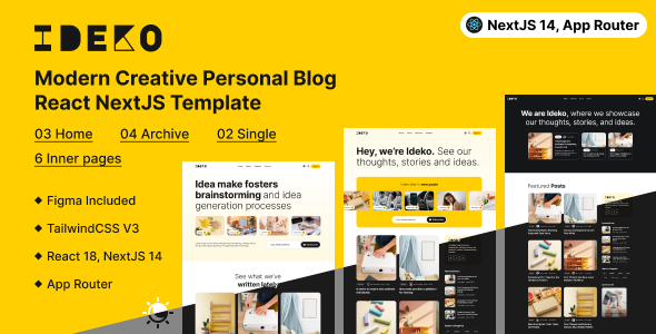 Ideko – Modern Creative Personal Blog NextJS Template