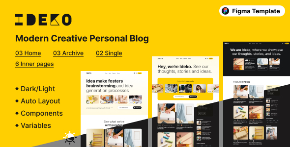Ideko – Modern Creative Personal Blog Figma Template