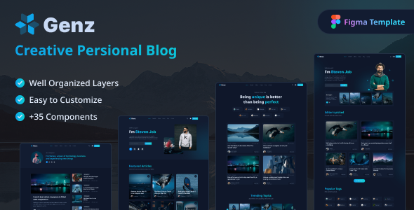Genz – Creative Personal Blog / Portfolio Figma Template