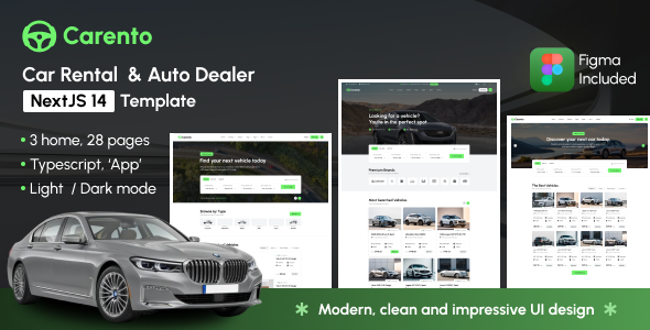 Carento – Auto Dealer & Car Rental NextJS Template
