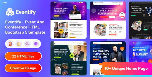 Eventify – Event & Conference HTML Bootstrap 5 template