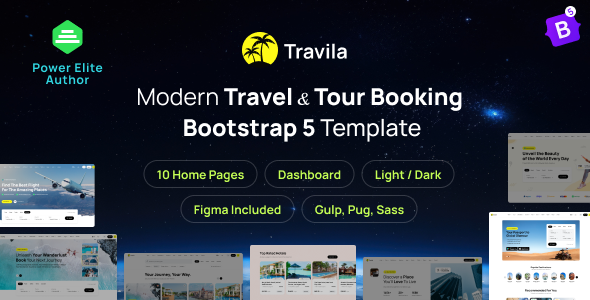 Travila – Modern Travel & Tour Booking HTML Template + RTL + Dashboard